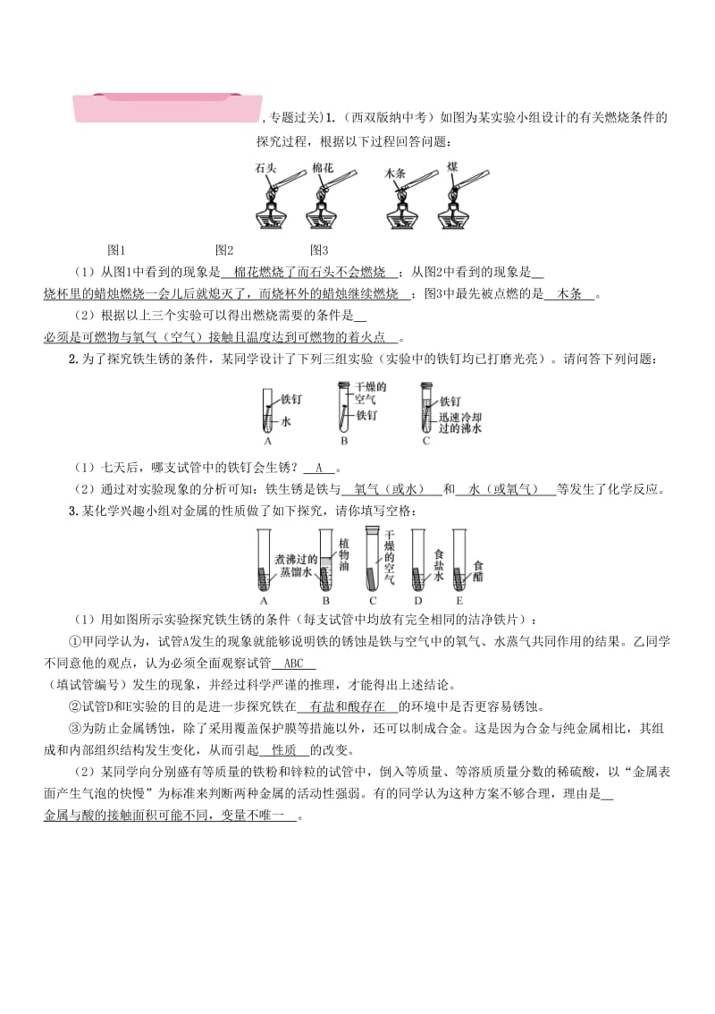 2019-2020年中考化学复习第二编专题7综合探究三有关影响因素类问题条件类问题的探究精讲练习.doc_第2页