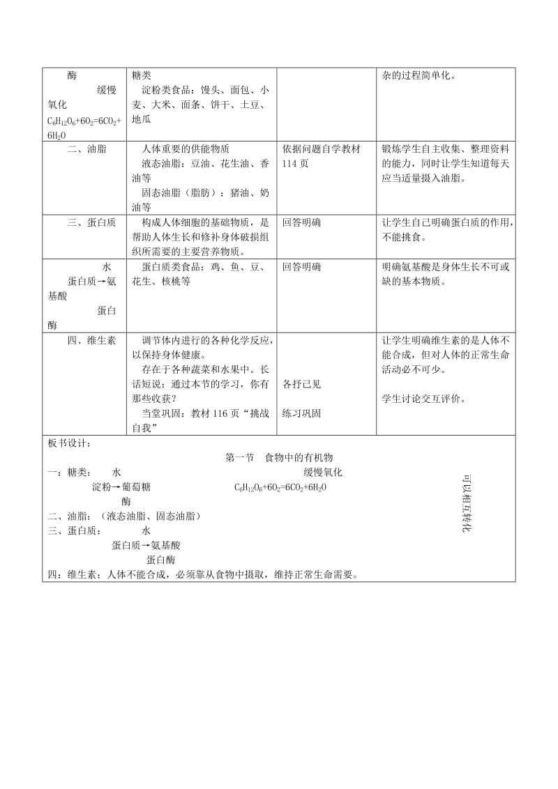 2019-2020年九年级化学全册 第11单元 第1节《食物中的有机物》教学设计 鲁教版五四制.doc_第3页