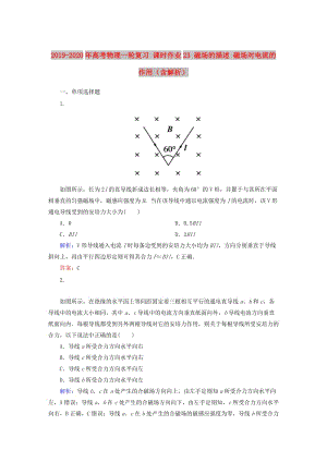 2019-2020年高考物理一輪復(fù)習(xí) 課時(shí)作業(yè)23 磁場(chǎng)的描述 磁場(chǎng)對(duì)電流的作用（含解析）.doc