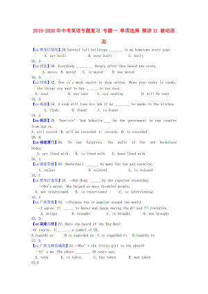 2019-2020年中考英語專題復習 專題一 單項選擇 精講11 被動語態(tài).doc