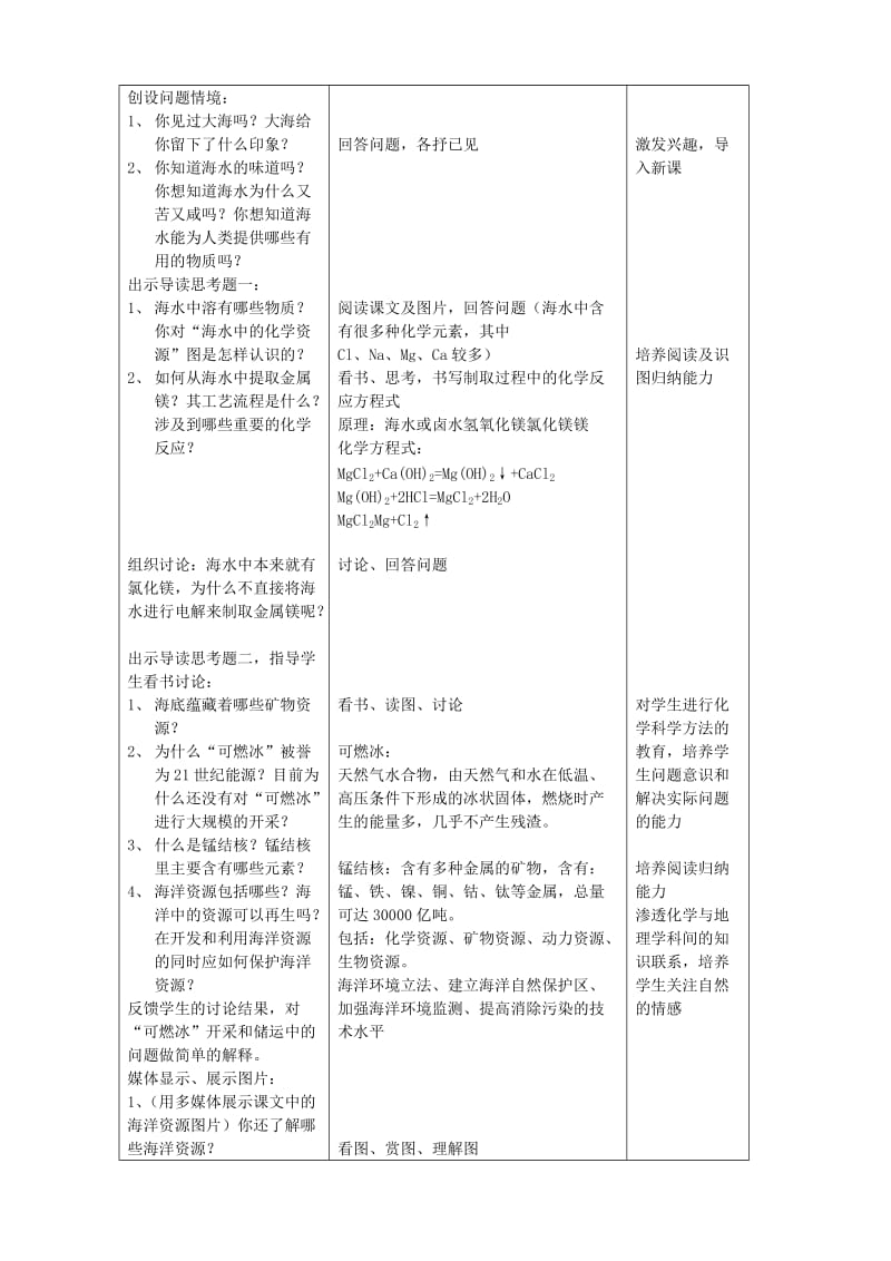 2019-2020年九年级化学 6.1 海洋化学资教案1 鲁教版.doc_第2页