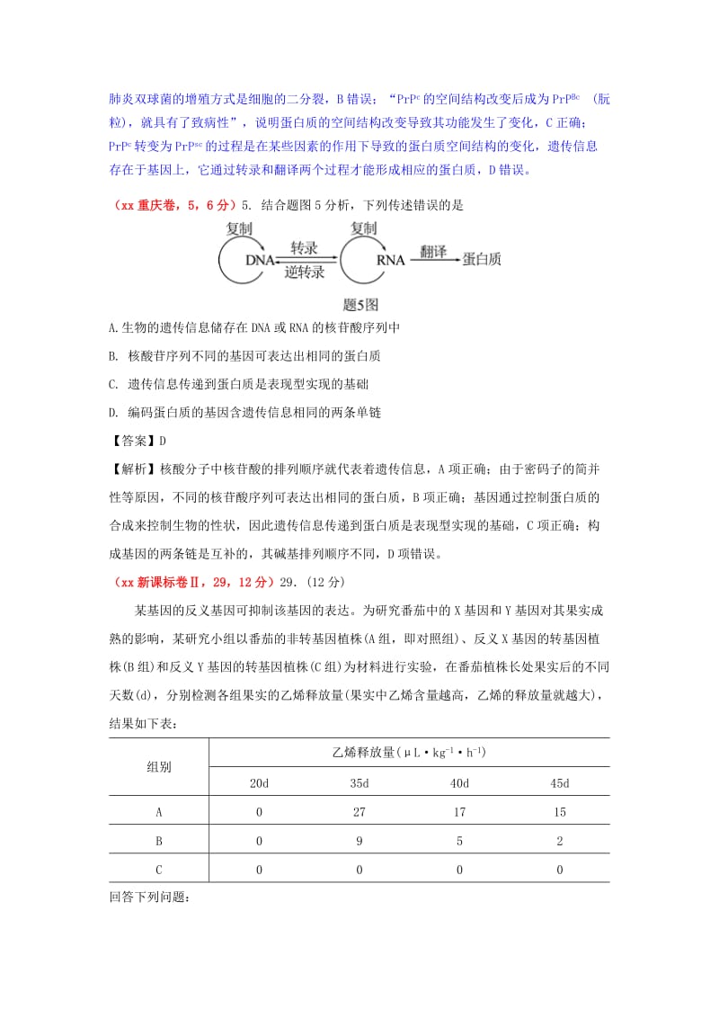 2019-2020年高考生物真题汇编 专题7 遗传的分子基础（含解析）.doc_第2页