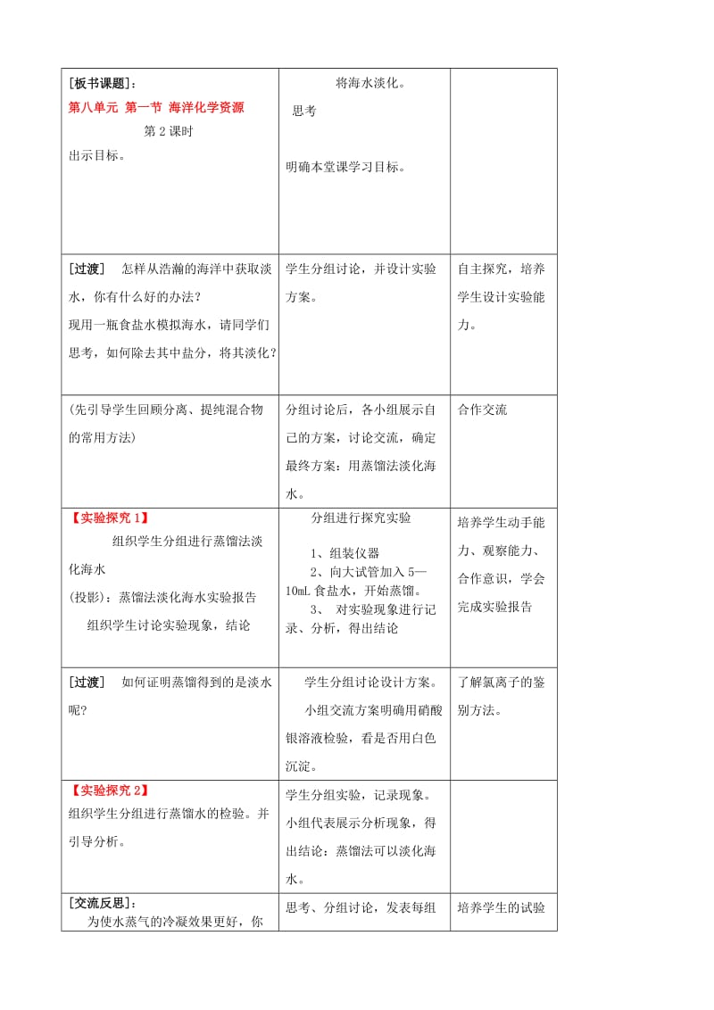 2019-2020年九年级化学全册 第八单元 第一节《海洋化学资源》（第2课时）学案 鲁教版.doc_第2页