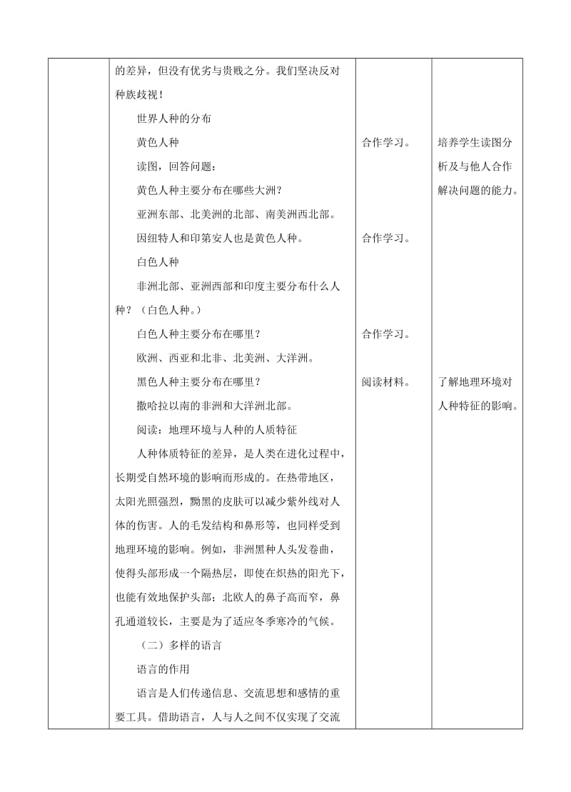 2019-2020年七年级地理上册5.2世界的人种语言和宗教教案新版商务星球版.doc_第3页