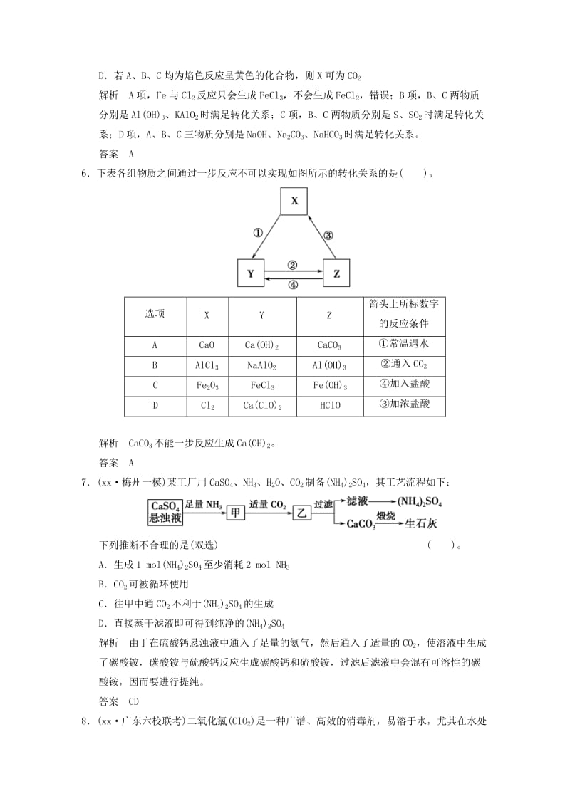 2019年高考化学三轮专题复习 考前体系通关练 题型11 元素的单质及其化合物的性质与转化.doc_第3页