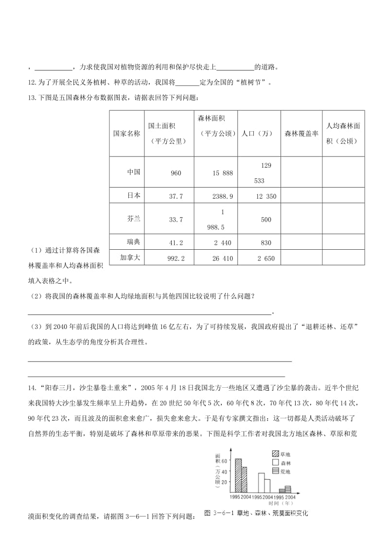 2019-2020年七年级生物上册3.6爱护植被绿化祖国同步测试新版新人教版.doc_第2页