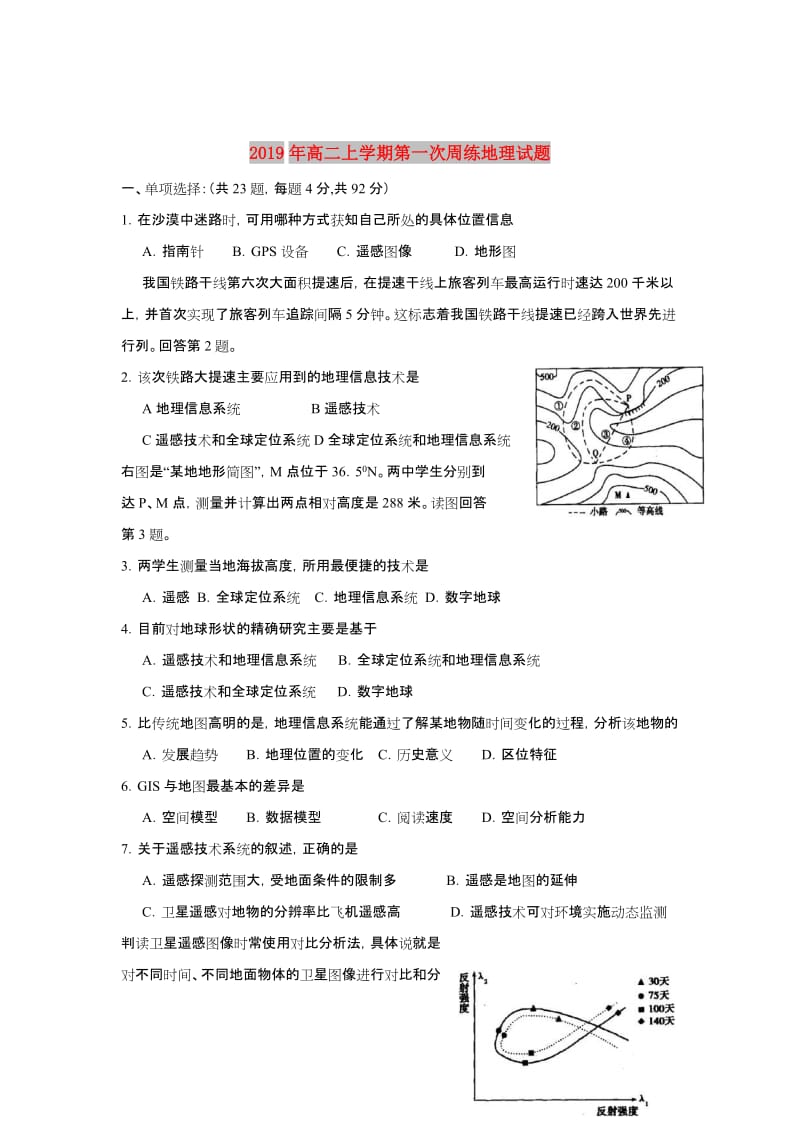 2019年高二上学期第一次周练地理试题.doc_第1页