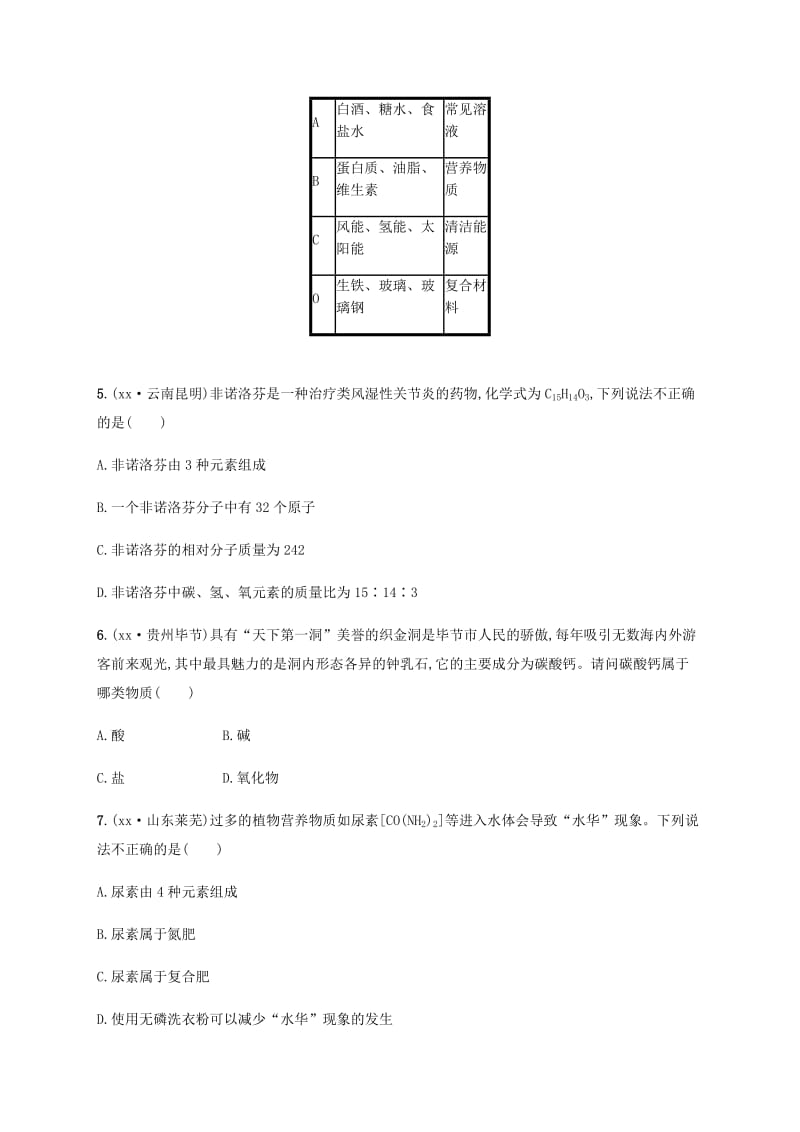 2019-2020年中考化学总复习 专题3 物质的组成、构成及分类试题.doc_第2页