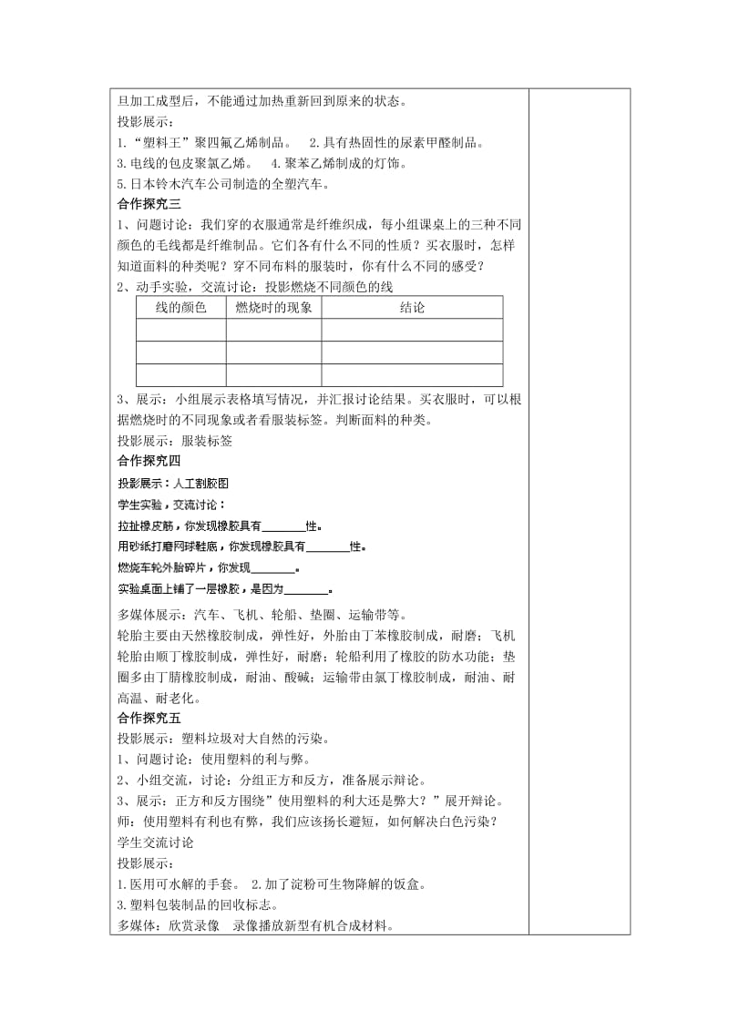 2019-2020年九年级化学下册 第十二单元 课题3《有机合成材料》教案 （新版）新人教版.doc_第2页