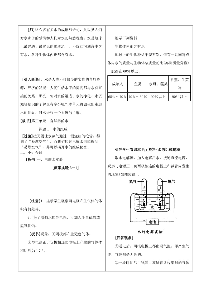 2019-2020年九年级化学上册 第三单元 自然界的水 课题1 水的组成学案 新人教版.doc_第2页