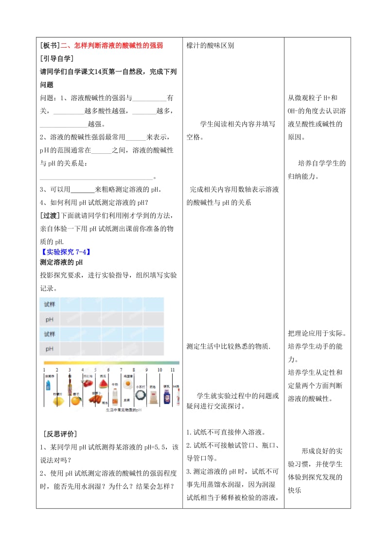 2019-2020年九年级化学全册 第七单元 第三节《溶液的酸碱性》学案 鲁教版.doc_第3页