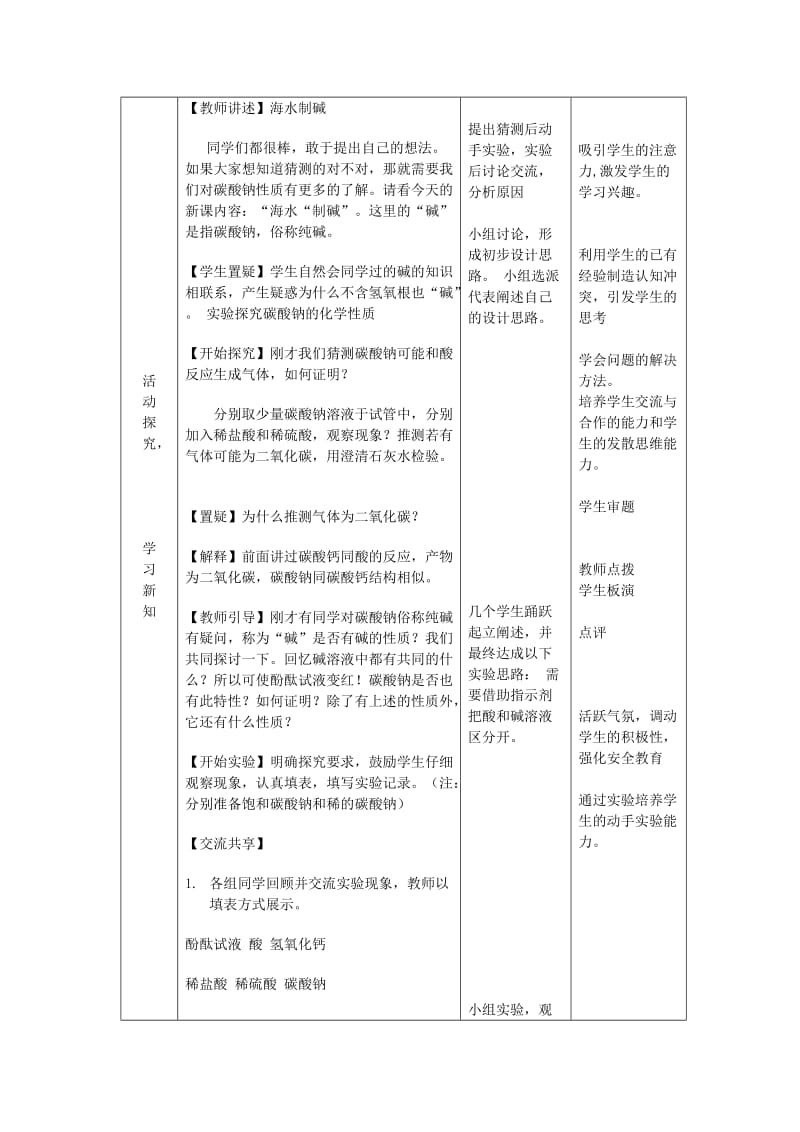 2019-2020年九年级化学全册第三单元海水中的化学第三节海水“制碱”教案1鲁教版五四制.doc_第2页