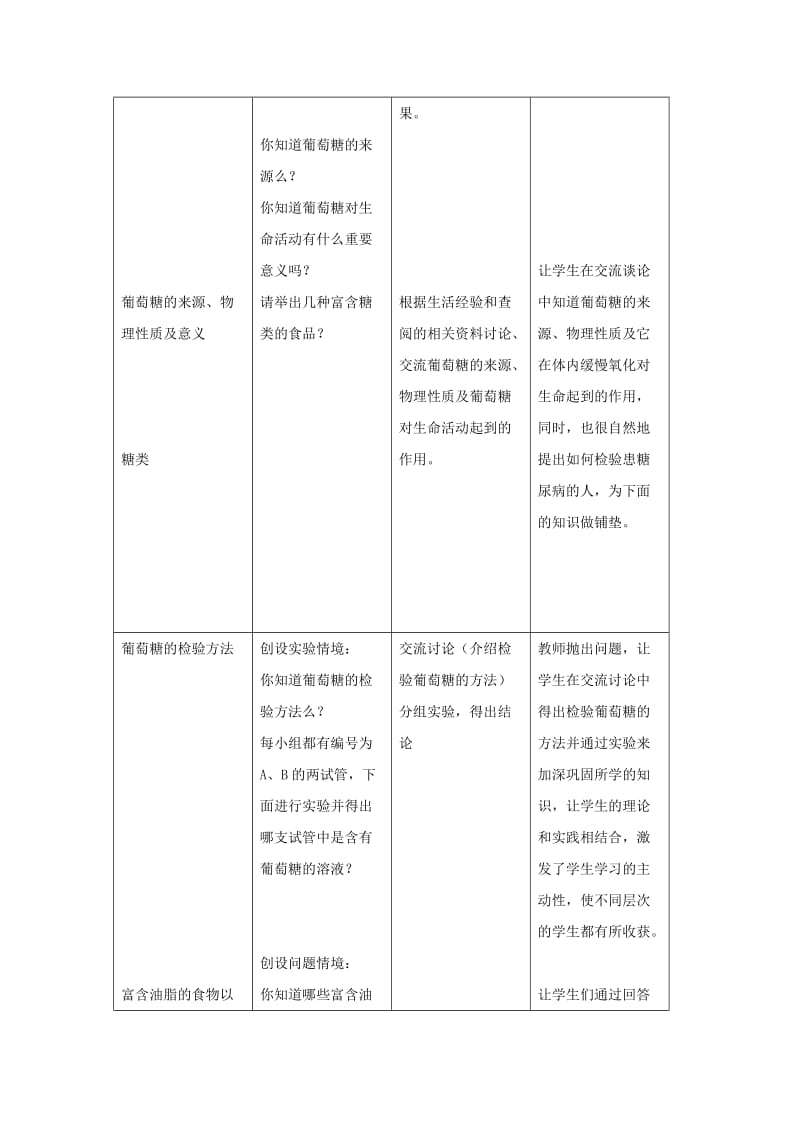 2019-2020年九年级化学 8.2 淀粉与油脂教学设计 沪教版.doc_第3页