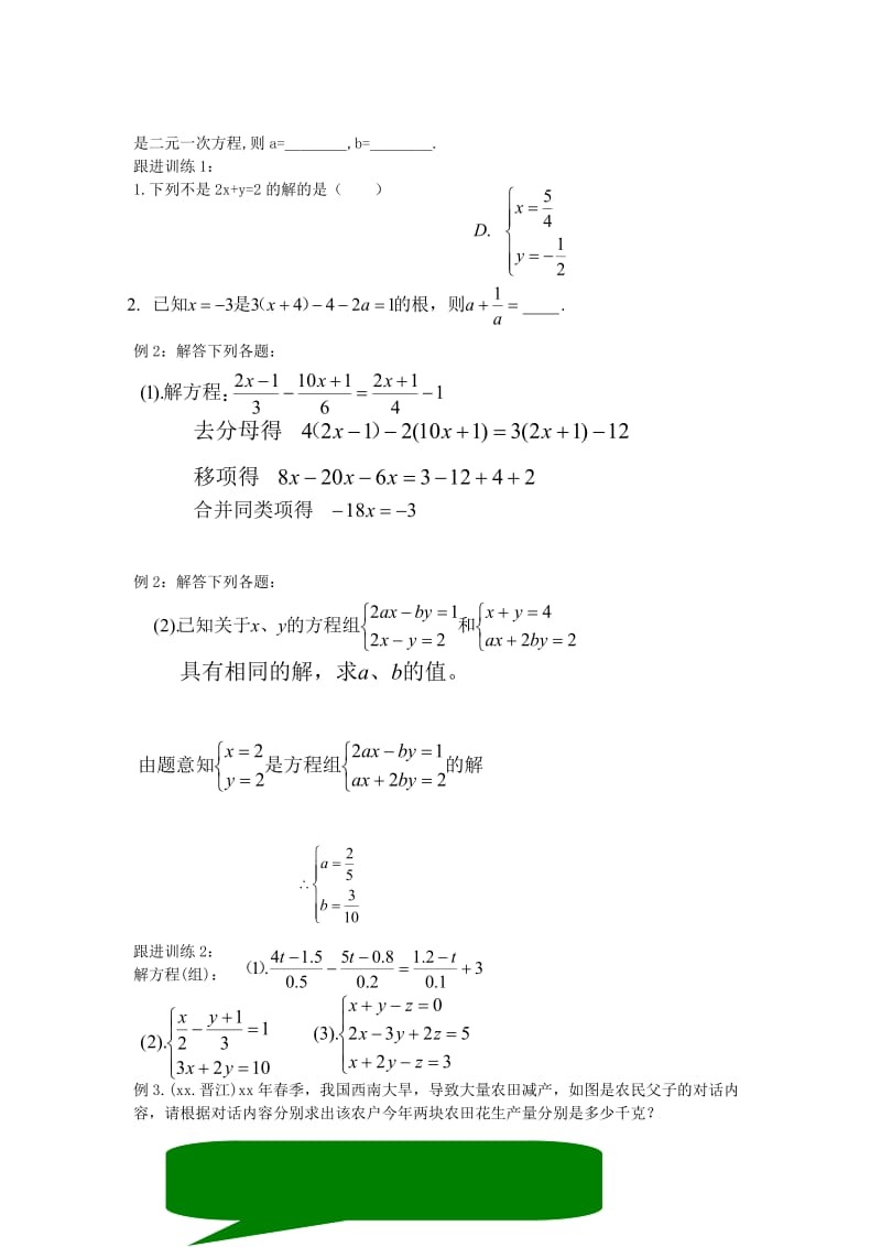 2019-2020年中考数学复习 2.1一次方程（组）教案.doc_第3页