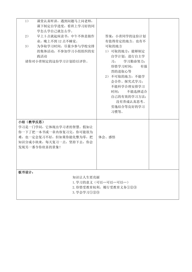 2019-2020年七年级政治上册《第4课 知识让人生更亮丽》复习教案.doc_第3页