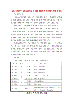 2019-2020年七年級政治下冊 第七課做自尊自信的人教案 魯教版.doc