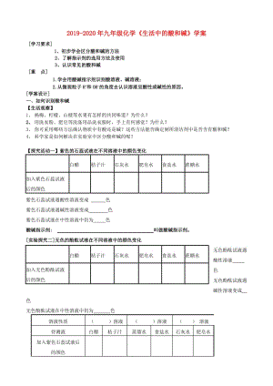 2019-2020年九年級化學(xué)《生活中的酸和堿》學(xué)案.doc