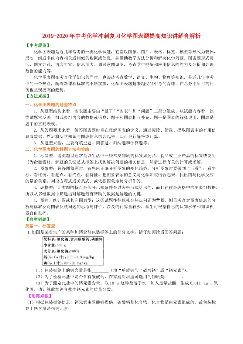 2019-2020年中考化学冲刺复习化学图表题提高知识讲解含解析.doc_第1页