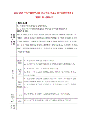 2019-2020年九年級化學(xué)上冊 第三單元 課題2 原子的結(jié)構(gòu)教案2 （新版）新人教版(I).doc