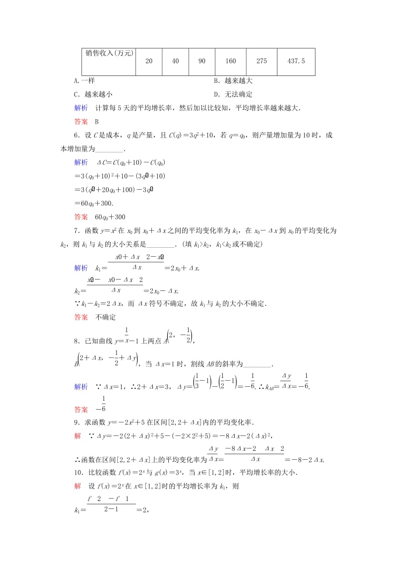 2019年高中数学 第一章 导数及其应用双基限时练1（含解析）新人教A版选修2-2 .doc_第2页