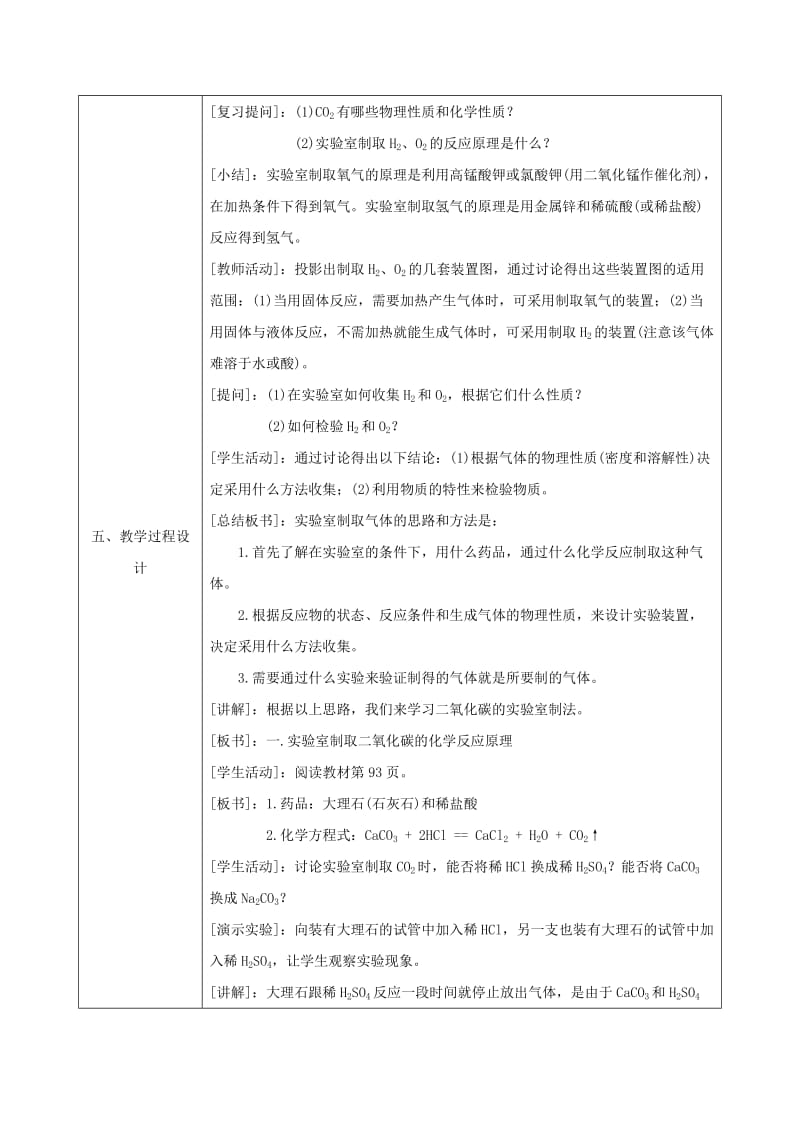 2019-2020年九年级化学上册 5.3 二氧化碳的性质和制法 二氧化碳的制取教案 （新版）粤教版.doc_第2页