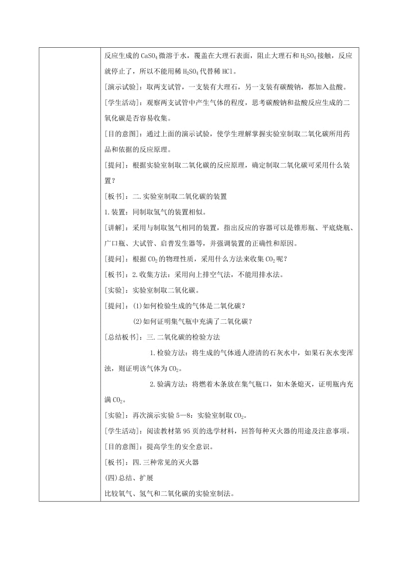 2019-2020年九年级化学上册 5.3 二氧化碳的性质和制法 二氧化碳的制取教案 （新版）粤教版.doc_第3页