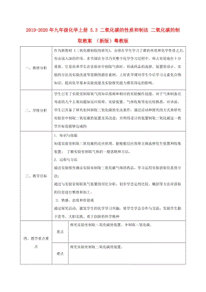 2019-2020年九年級(jí)化學(xué)上冊(cè) 5.3 二氧化碳的性質(zhì)和制法 二氧化碳的制取教案 （新版）粵教版.doc