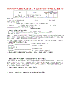 2019-2020年九年級(jí)歷史上冊(cè) 第11課 英國(guó)資產(chǎn)階級(jí)革命學(xué)案 新人教版 (I).doc