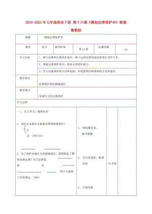 2019-2020年七年級(jí)政治下冊(cè) 第十六課《撐起法律保護(hù)傘》教案 魯教版 .doc