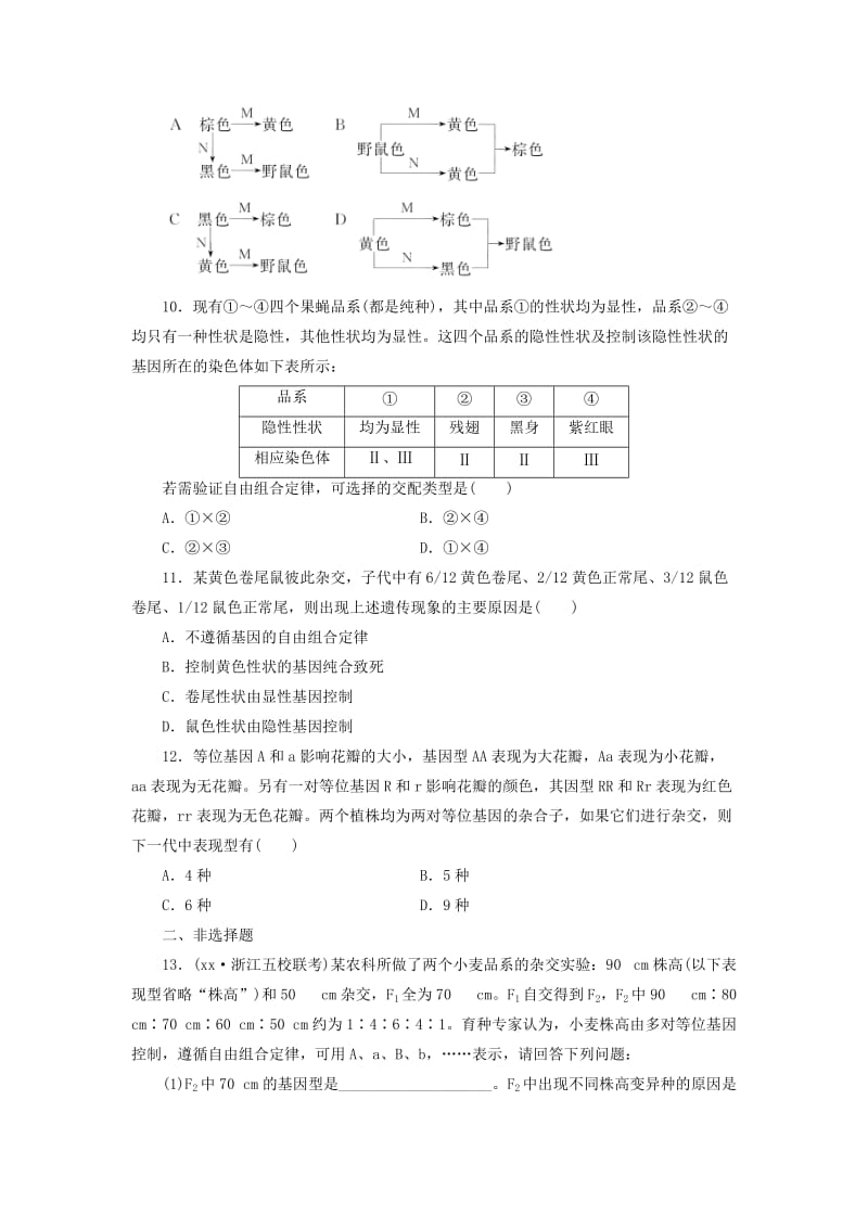 2019-2020年高考生物一轮复习 第一单元 第二讲 自由组合定律课时跟踪检测 浙教版必修2.doc_第3页