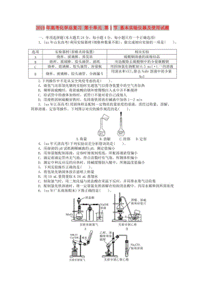 2019年高考化學(xué)總復(fù)習(xí) 第十單元 第1節(jié) 基本實(shí)驗(yàn)儀器及使用試題.doc