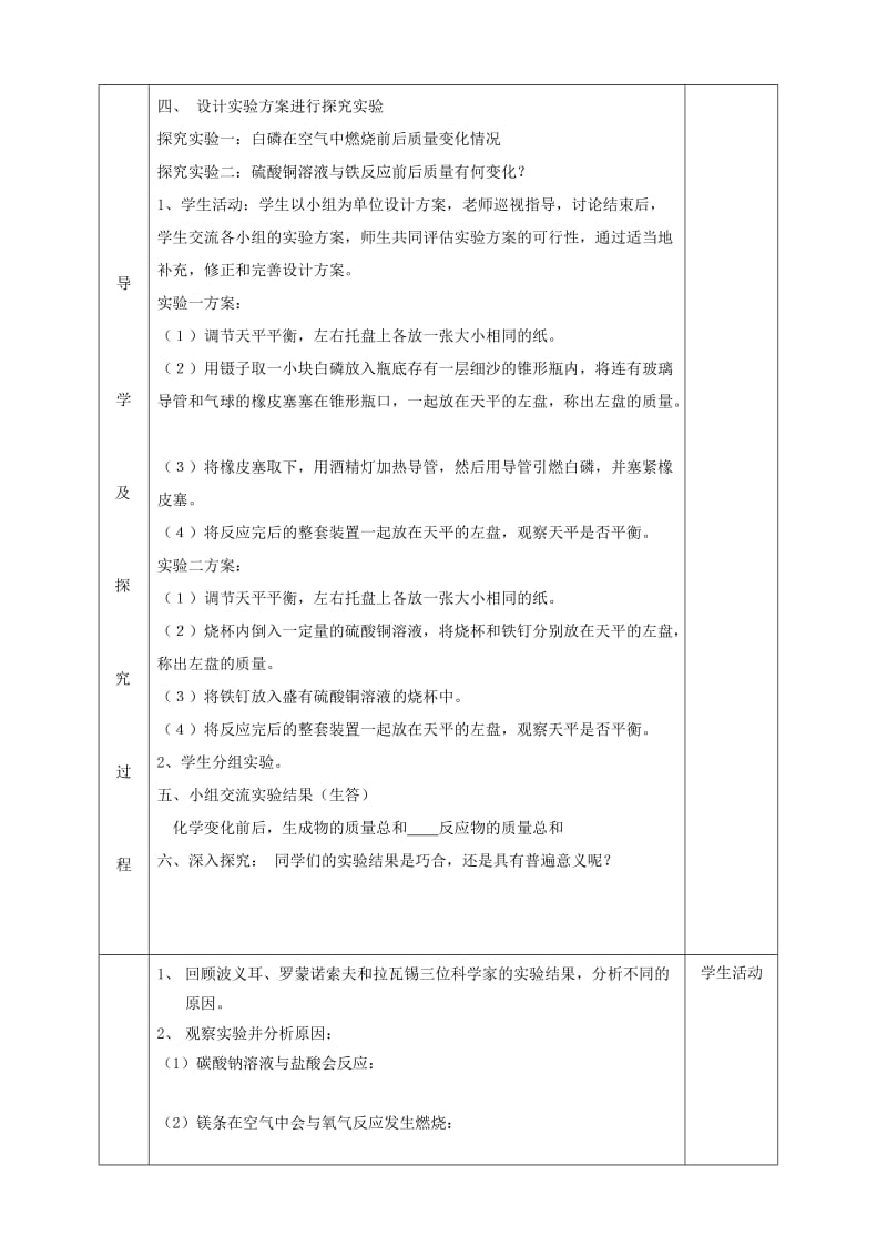 2019-2020年九年级化学上册 第五单元 课题1 质量守恒定律导学案1（新版）新人教版.doc_第2页