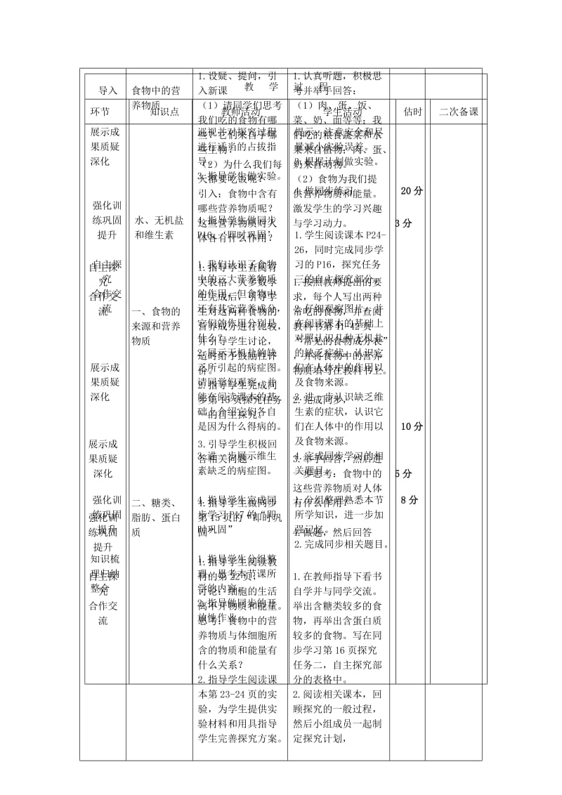 2019-2020年七年级生物下册第四单元第二章第一节食物中的营养物质教案3新版新人教版.doc_第3页