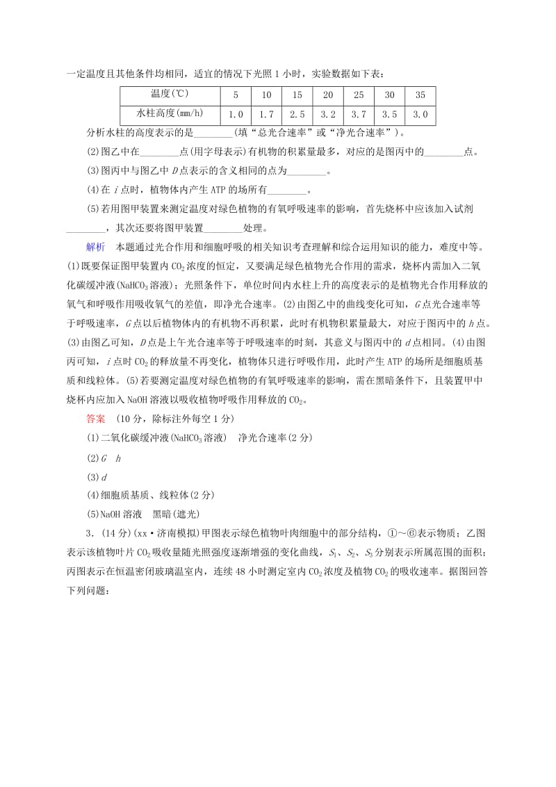 2019年高考生物二轮复习 专题演练 光合作用与细胞呼吸试题（二）.doc_第3页