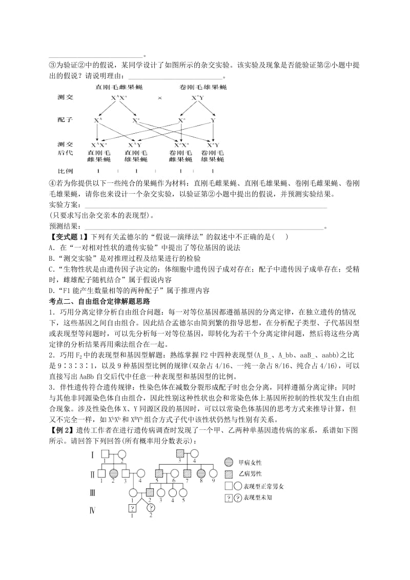 2019-2020年高考生物二轮复习 专题六 遗传的基本规律.doc_第3页