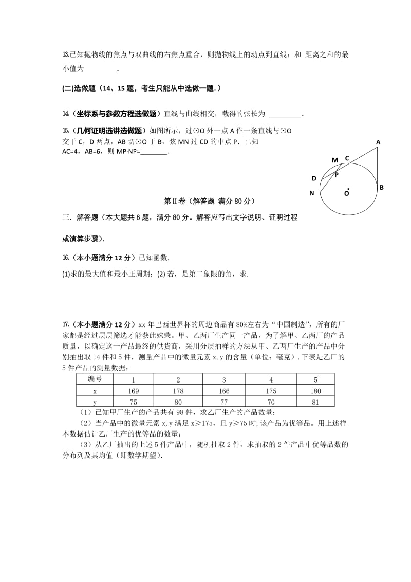 2019年高三8月摸底考试数学理试题 含答案.doc_第2页