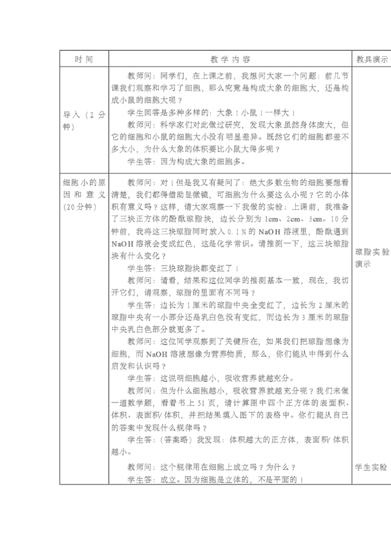 2019-2020年七年级生物上册 第3章第3节 细胞通过分裂而增殖教案（附教学反思） 北师大版.doc_第2页