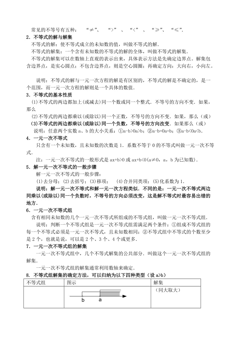 2019-2020年中考数学 一元一次不等式与不等式组的解法 复习教案.doc_第2页