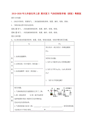 2019-2020年九年級化學(xué)上冊 期末復(fù)習(xí) 氣體的制取學(xué)案（新版）粵教版.doc