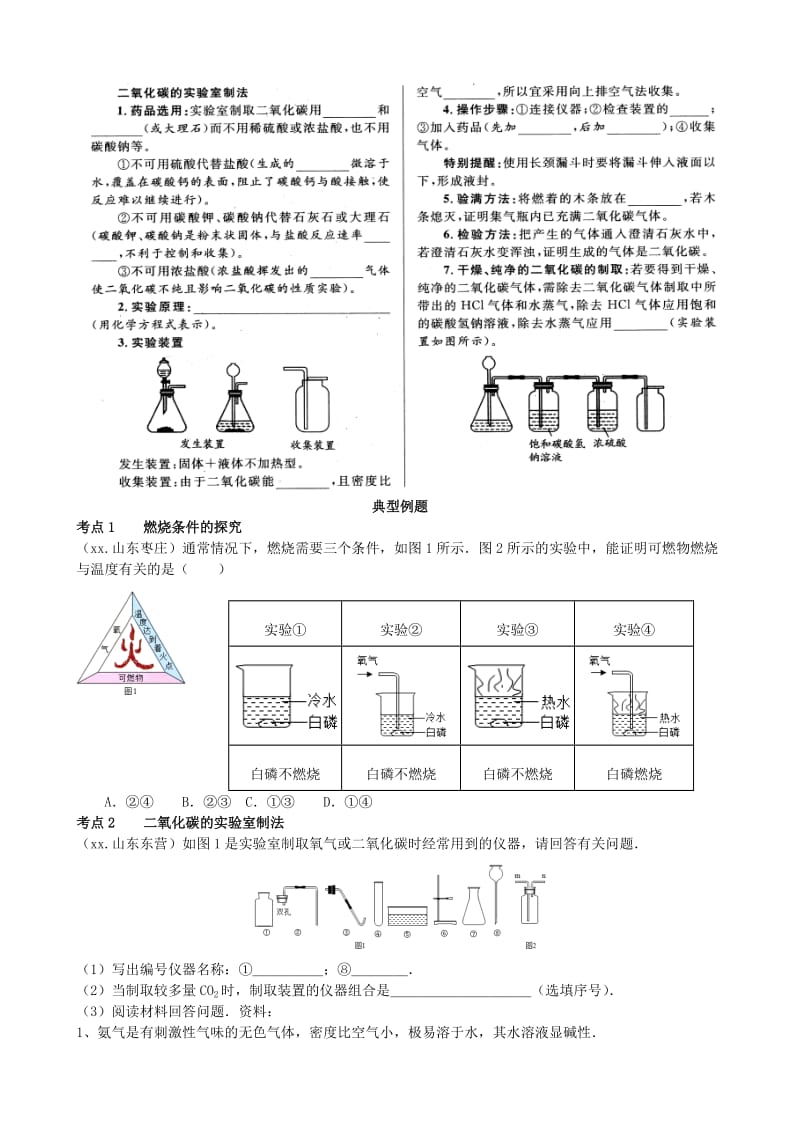 2019-2020年九年级化学上册 第六单元 燃烧与燃料复习学案（新版）鲁教版.doc_第2页