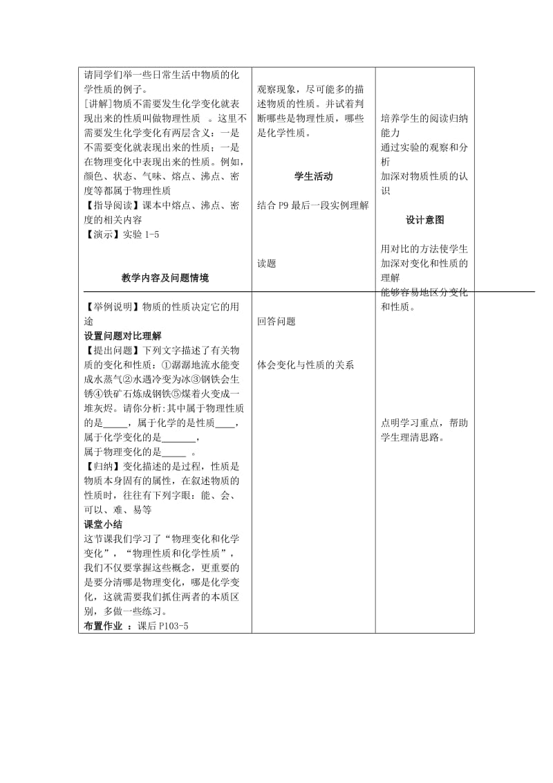 2019-2020年九年级化学上册 第一单元 走进化学世界 课题1 物质的变化和性质教案 （新版）新人教版.doc_第3页