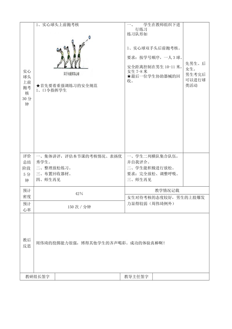 2019-2020年九年级体育《第30课 实心球头上前抛考核课》教案.doc_第2页