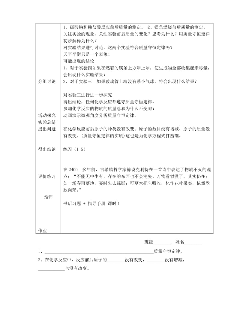 2019-2020年九年级化学上册 5.1 质量守恒定律教案 （新版）新人教版(III).doc_第2页