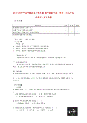 2019-2020年九年級歷史《考點(diǎn)15 新中國的科技、教育、文化與社會(huì)生活》復(fù)習(xí)學(xué)案.doc