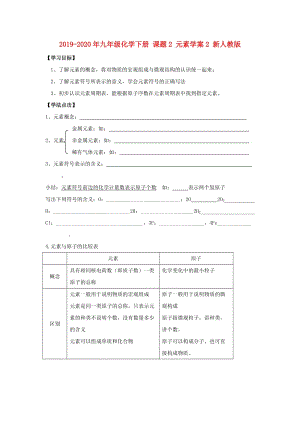 2019-2020年九年級(jí)化學(xué)下冊(cè) 課題2 元素學(xué)案2 新人教版.doc