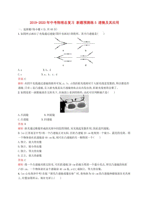 2019-2020年中考物理總復(fù)習(xí) 新題預(yù)測練5 透鏡及其應(yīng)用.doc