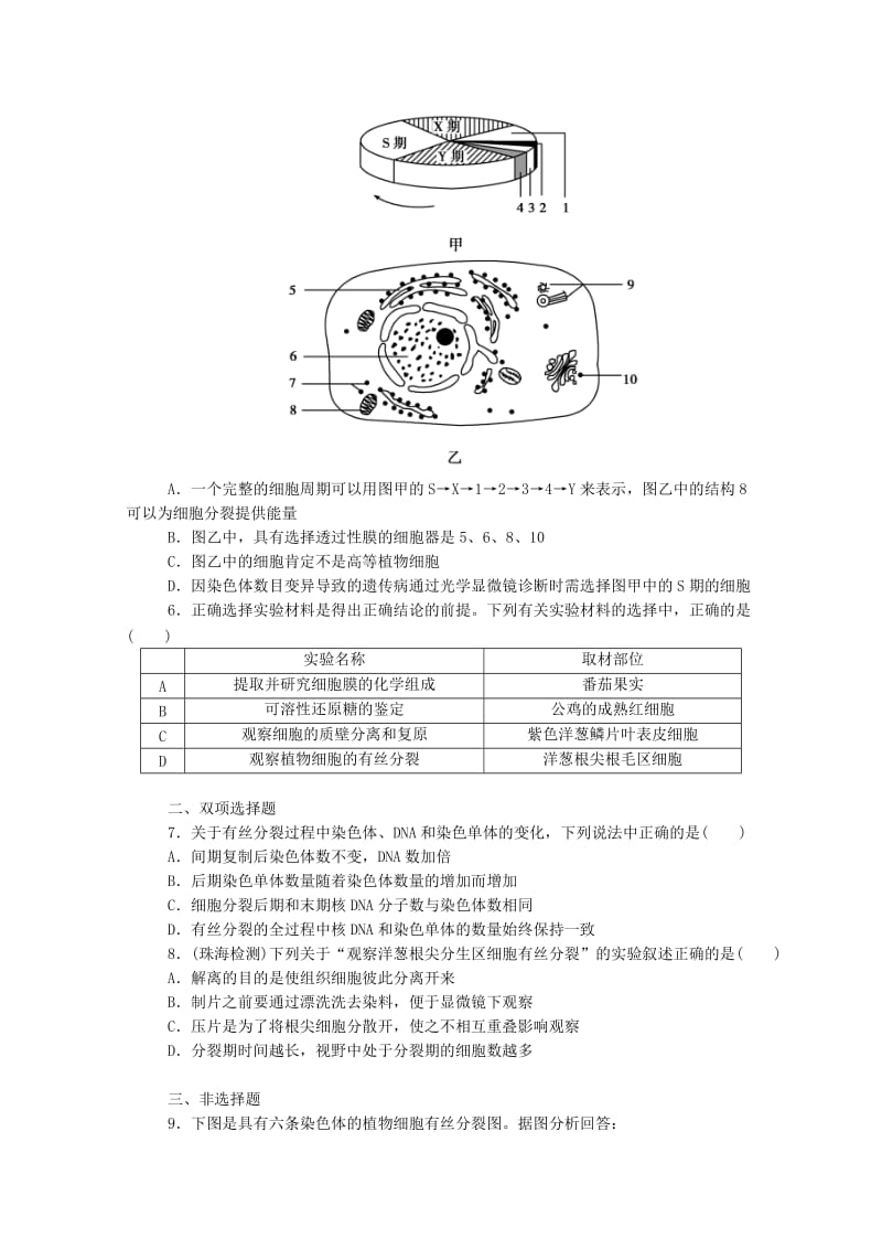 2019年高考生物 拉分题型与提分秘籍训练 第13讲 细胞的增殖.doc_第2页