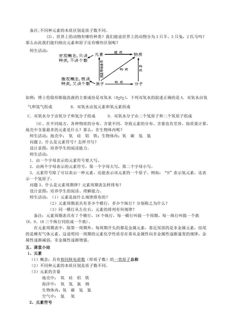 2019-2020年九年级化学上学期《第四单元课题2元素》教学设计.doc_第2页