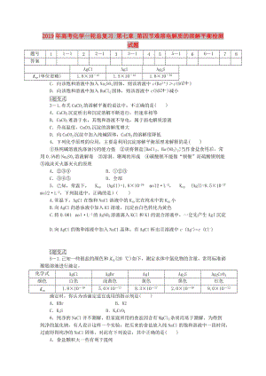 2019年高考化學(xué)一輪總復(fù)習(xí) 第七章 第四節(jié)難溶電解質(zhì)的溶解平衡檢測(cè)試題.doc