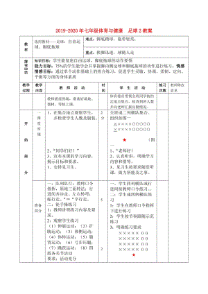 2019-2020年七年級體育與健康 足球2教案.doc